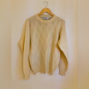 YVES SAINT LAURENT Vintage 80’s Cream Pure Wool Knit Sweater, M